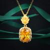 Vintage Court Style Treasure Set, Super Flash High Carbon Diamond Necklace, Yellow Diamond Ring, Purple Zirconium Earrings Pendant.