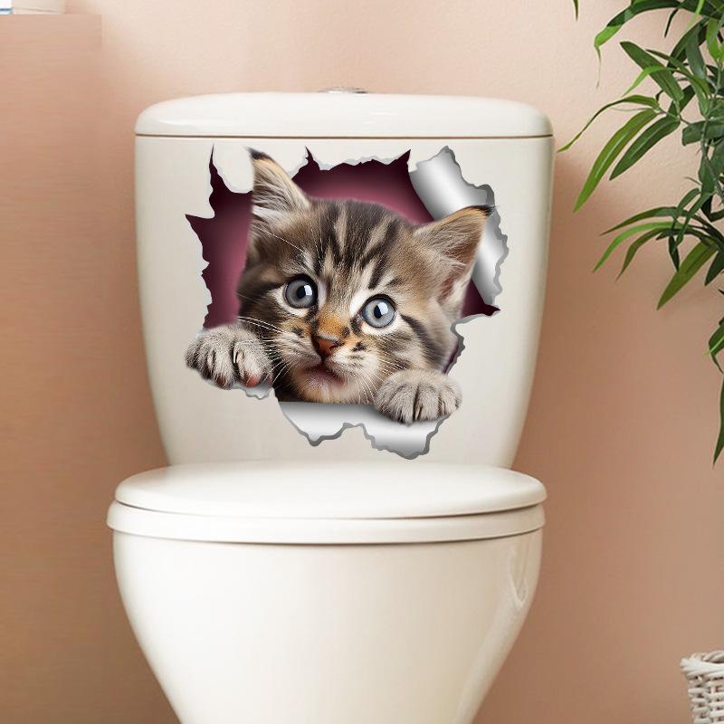 

Cute Little Orange Cat Toilet Seat Sticker, Home Bathroom Toilet Tank Decals, Door Stickers, Wall Stickers WC Decorations 30x30cm