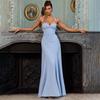 Summer new European and American women's clothing solid color V-neck sleeveless waist slim temperament suspender dress women