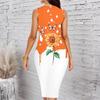 Women Plus Size Crew Neck Sleeveless Midi Dress Black Silver Glitter Butterfly Shimmer Dot Print Bodycon Dress