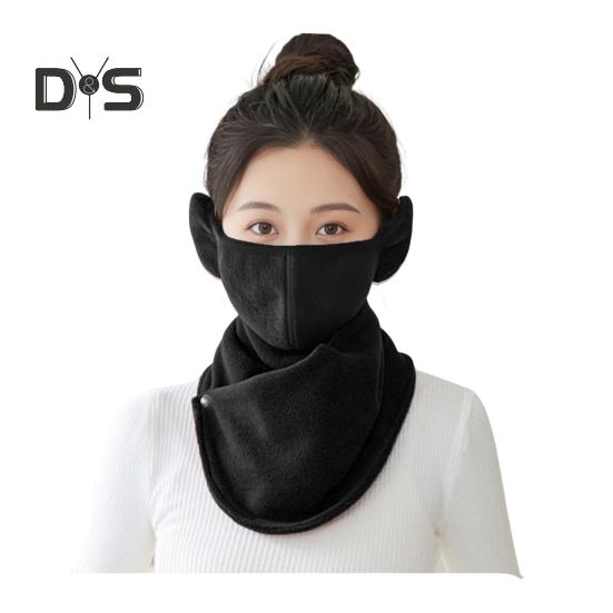 

2 шт./компл. флисовый шейный воротник, термозащитный комплект для лица, утолщенная теплая флисовая накидка на кнопки, аксессуар для холодной погоды чёрный