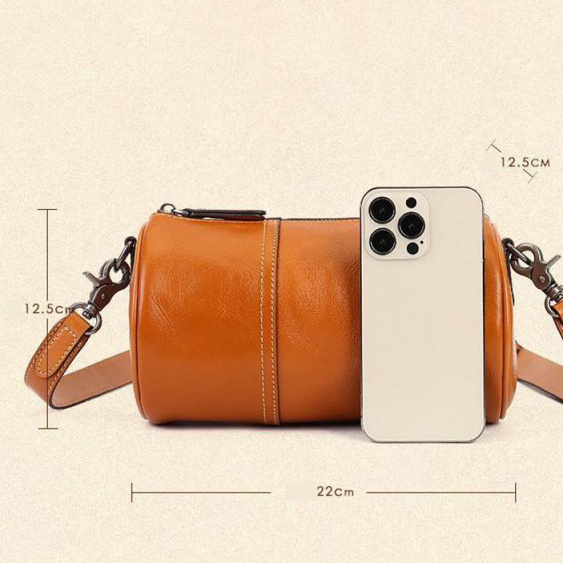 Johnature Geantă de pernă pentru femei din piele naturală, de culoare solidă, naturală, moale, de umăr și genți crossbody