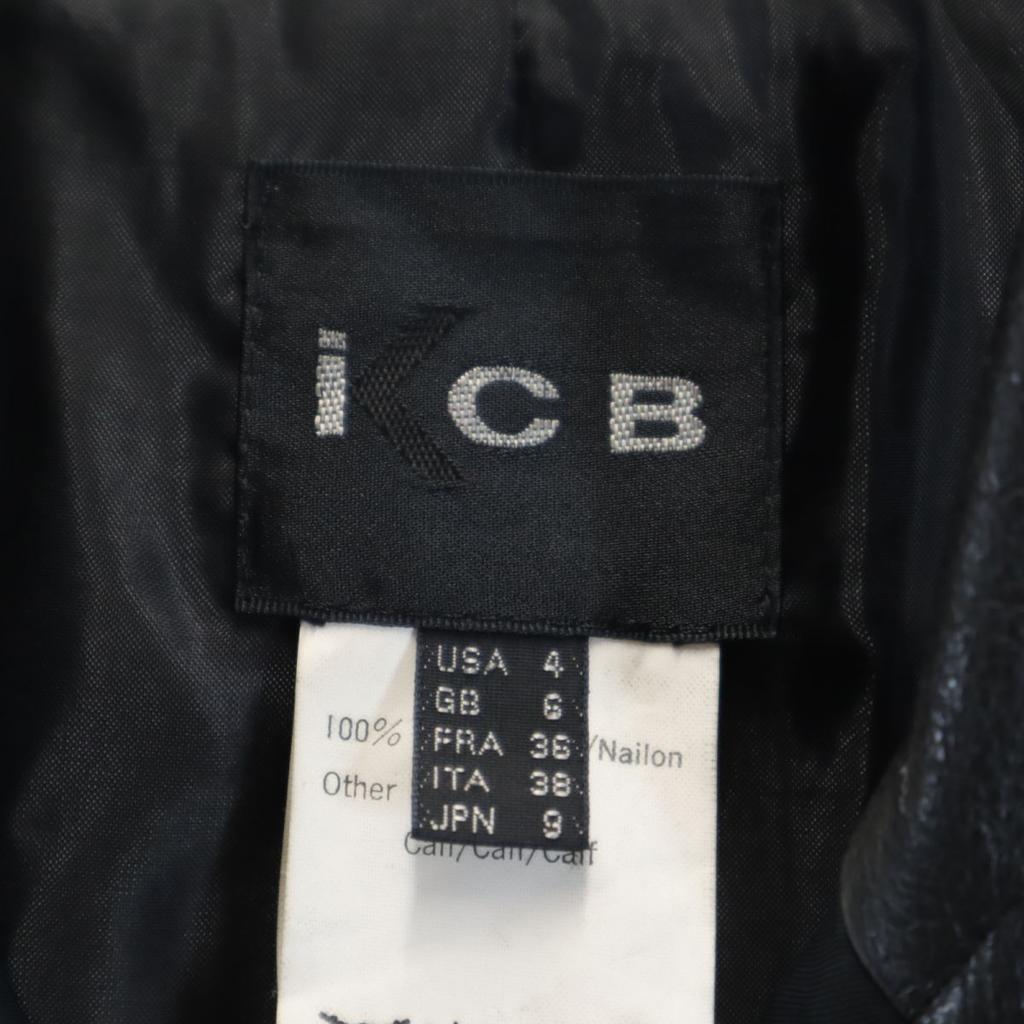 ICB Nylon Leather Switch Tailored Jacket 9 Black Made In Japan Women Used