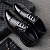 2025 spring and autumn new men's leather shoes men's shoes dress casual shoes lace-up business leather shoes men's round head splicing shoes