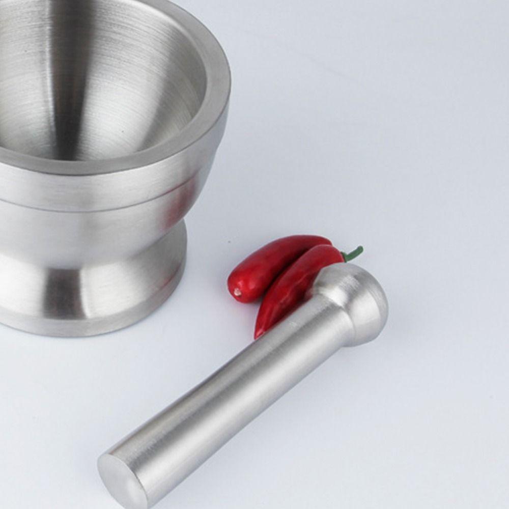 Sturdy Mortar and Pestle Double Stainless Steel Pill Crusher Comfy Grip Spice Grinder  Household