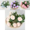 Realistic Faux Rose Display Nine Head Flowers For House Decor Photography Studio And Outdoor Settings