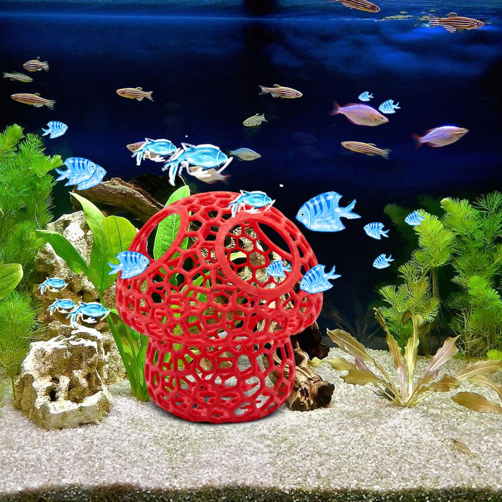 Aquarium Decoration Mushroom Shape Hollow Resin Ornament for Fish Tank Aquascaping and Underwater Landscape Design