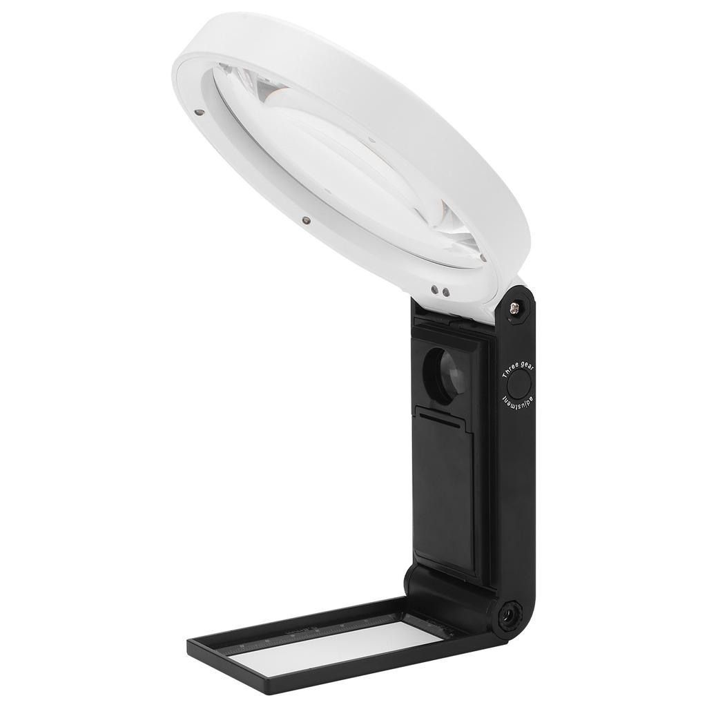 TH?7018?C Magnifying Glass Portable Folding Reading Magnifier with LED Light Scale 3.5X 25X