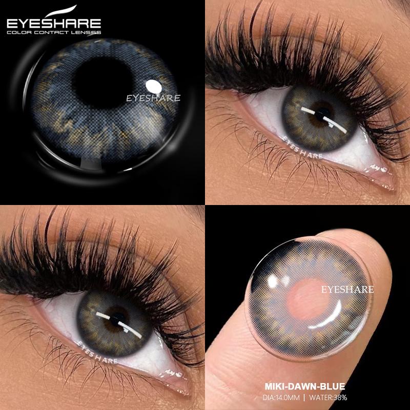 Eyeshare זוג עדשות מגע צבעוניות שחורות לשימוש שנתי עדשות קוסמטיות רכות ליופי העיניים לעיניים בצבע כהה קוסמטיקה לעיניים