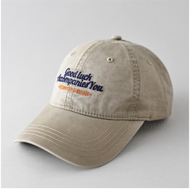 

New vintage washed distressed embroidered letter baseball cap for men and women, suitable for couples, casual and versatile sun-shading duckbill hat M（56-58cm）