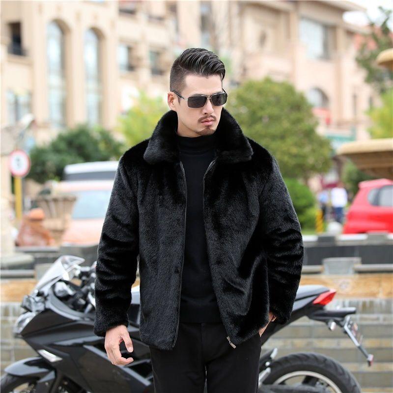 Men's top imitation mink hair imitation fur jacket thickened large size imitation fur velvet autumn and winter wear