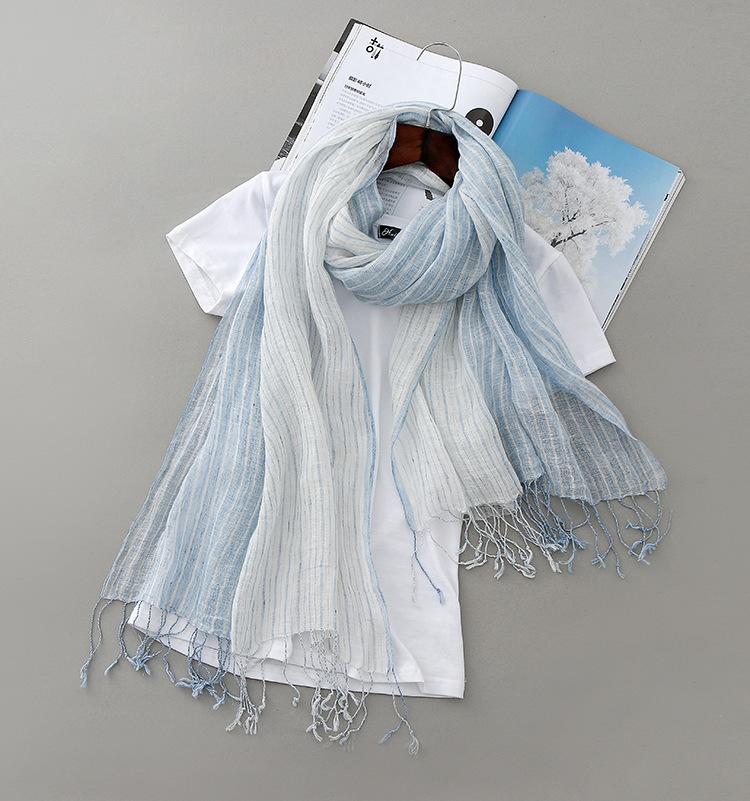 

Linen Striped Scarf For Adult Head Wrap Scarf Hijab Scarf Women Turban