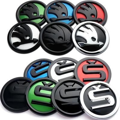Skoda 2025 Hot 2pcs 80/90/100mm Car Front Hood Badge Rear Trunk Emblem Sticker for Skoda Rapid Fabia Octavia 2 A7 Yeti Superb 3