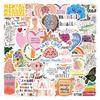 50 Mental Health Doodle Stickers: English Slogan Decorations for Laptops and Phones