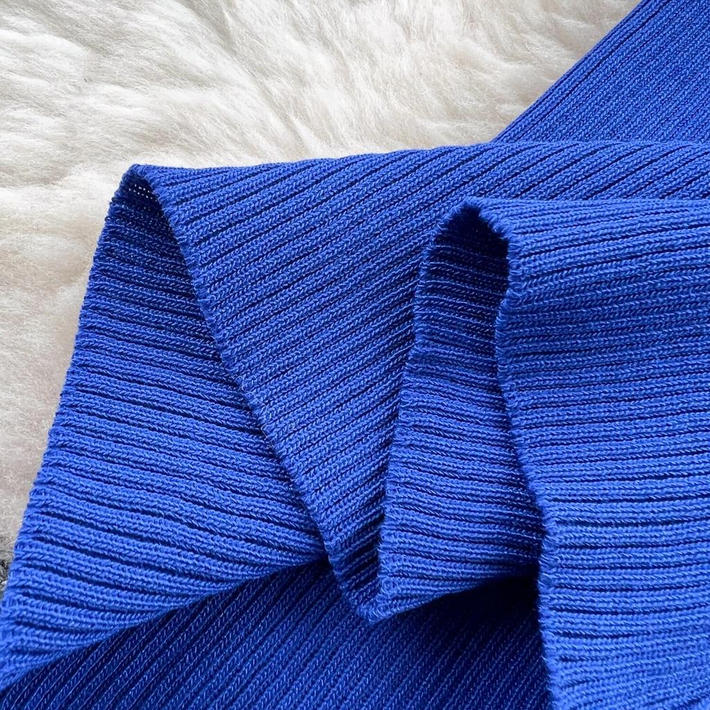 Sexy Bodycon V Neck Flare Pletené šaty s dlouhým rukávem Elegantní Elegantní Vestidos Podzimní Ženy Módní Hip zavinovací šaty