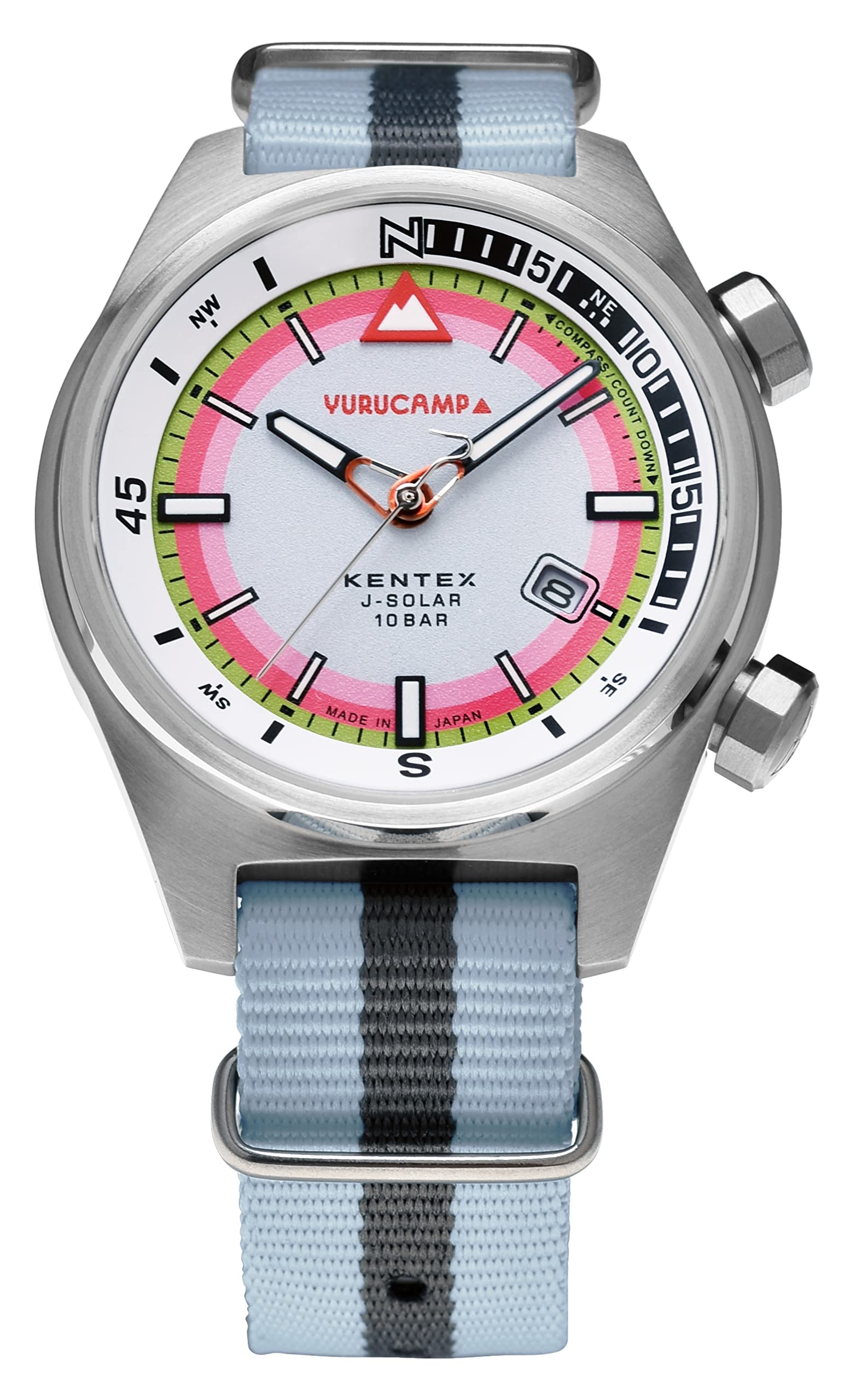 

Yuru Official Goods Nokuru Model Watch Solar Direction Meter Made in Japan Analog Camp Watch No Battery Replacement Required KENTEX Blue Camp