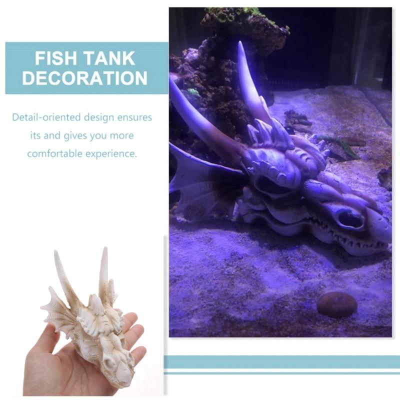 Aquariums Decorations Dinosaur Skull Fishtanks Landscape Cave Hideaway House for Aquatic Fish Shrimp Safe Landscaping