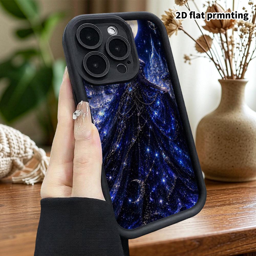 Phone Case: 2D flat design suitable for iPhone 18 17 16 15 14 13 Pro protective case, Moonlit Starry Queen, perfect Christmas and Halloween holiday gi