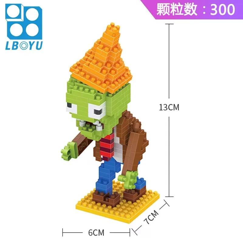 Plants Vs Zombies Blocks Small Cartoon Mini Building Block Peashooter Sunflower Chomper Assemble Action Model Doll Toy For Kids