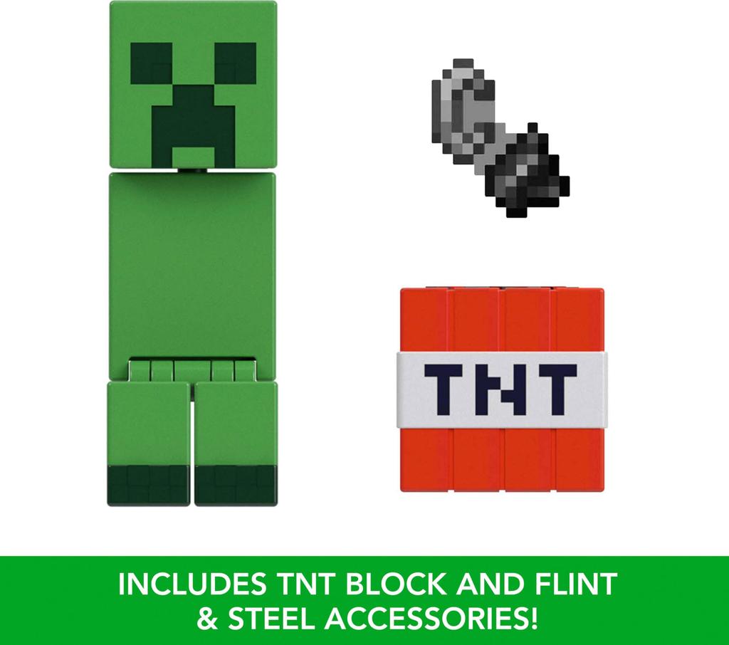 Mattel Minecraft Action Figures & Accessories 2-Pack with Creeper, 3.25-Inch Scale Collectible Toy Set