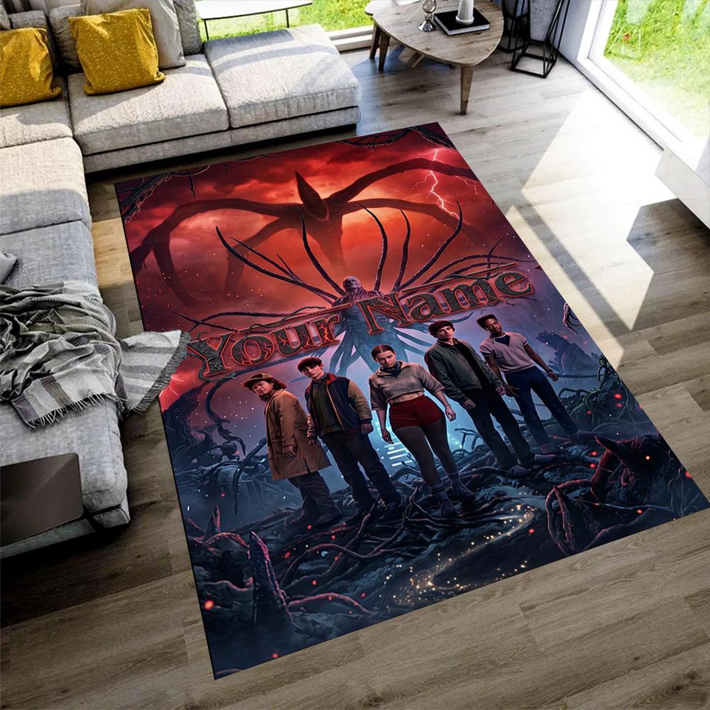 Stranger Things Customize Your Name Area Rug Perfect for Playrooms Decorate room Hallway Balcony Anti-slip Rug Anime Office Decor