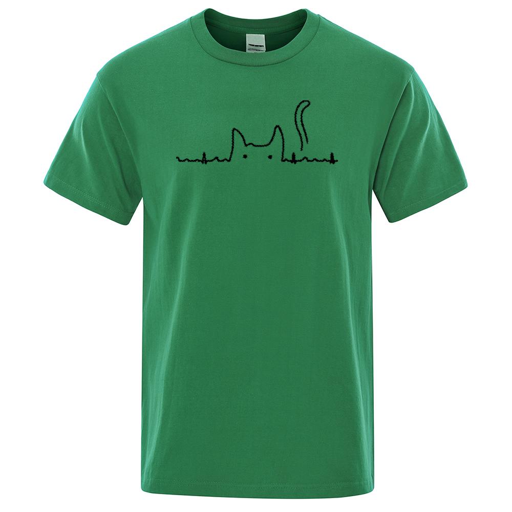 Casual Mens T Shirts Cat Cute Pritned Summer Cotton O-Neck T-shirt for Men Short Sleeve Top Tee Shirt Funny Streetwear T-shirts