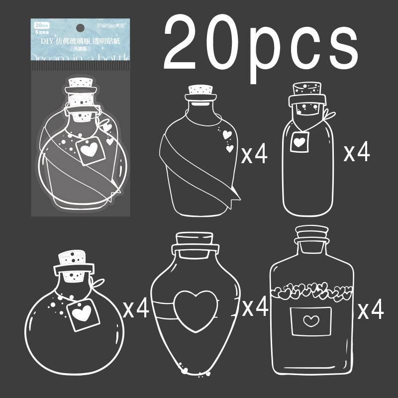 

20 шт. цветочных прозрачных наклеек из ПЭТ для скрапбукинга, гербария и украшения журналов своими руками - самоклеящиеся, водонепроницаемые