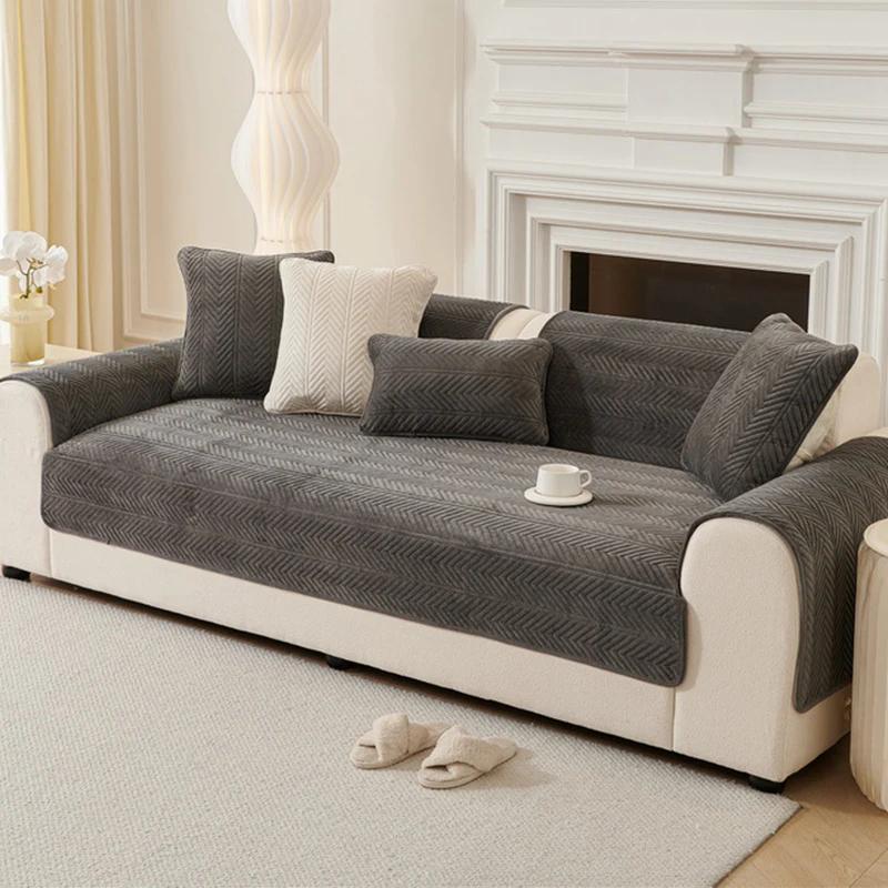 

Geometry Pattern Thicken Sofa Cover Universal Soft Velvet Sofa Cushion Non-slip Couch Towel Mat for Living Room Four Seasons 1pc 45x45 pillowcase