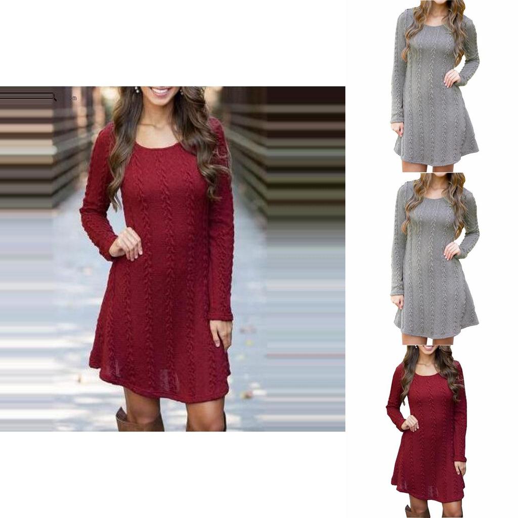 Stylish Women's Knitted Sweater Jumper Mini Dress For Cozy Winter And Autumn Wear