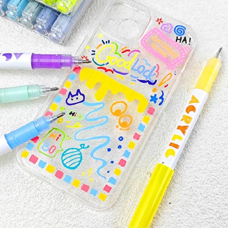 12Pack Glowing in the Dark Acrylic Paint Markers Pen Non Skip Ink Flow for Crafts and Decorations