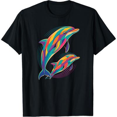 Camiseta Arte de Delfín Geométrico Espíritu Visionario Tótem del Océano(3)