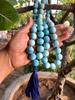 16 Mm Round 36"+ Created Blue Coral 54+1 Guru Bead Japa Mala, Jaap Rosary, Yoga Prayer Healing Meditation, Healing Gemstone