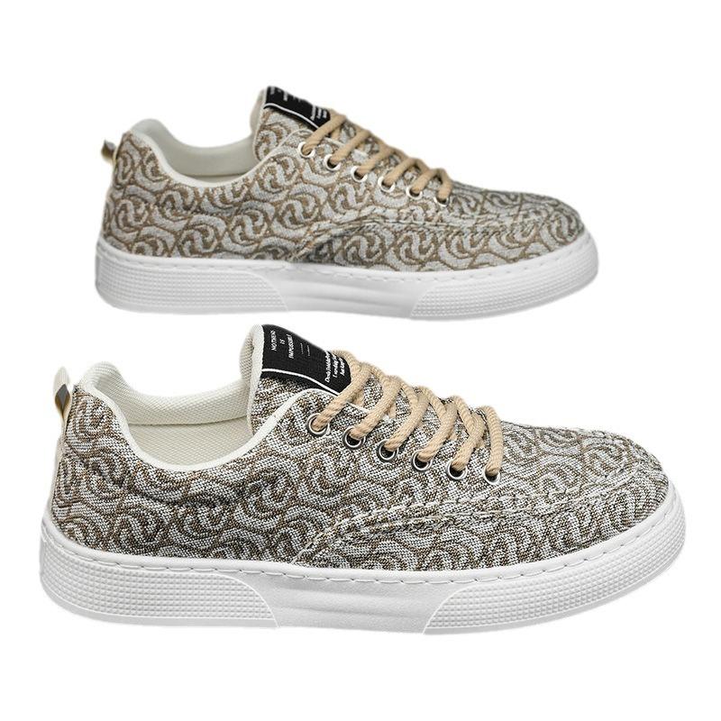 Canvas-Schuhe Herren Low-Top Sommer Nische Low-Top bedruckte Board-Schuhe Herren Plateau Sport und Freizeit Trendschuhe