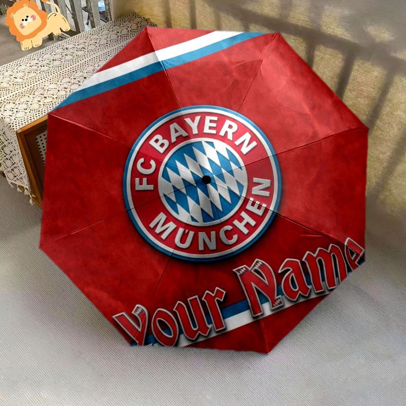 1 PC Automatic Folding Umbrella - FC Bayern Munchen Custom Name Pattern, Portable & Foldable Design with 8 Ribs, Christmas Birthday Gifts