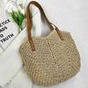 Straw Beach Bag Vintage Handmade Woven Shoulder Bag Raffia Circle Rattan Bags Bohemian Summer Vacation Casual Bags