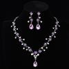 Shiny Water Drop Bridal Jewelry Sets Rhinestone Choker Necklace Earring Set  Banquet