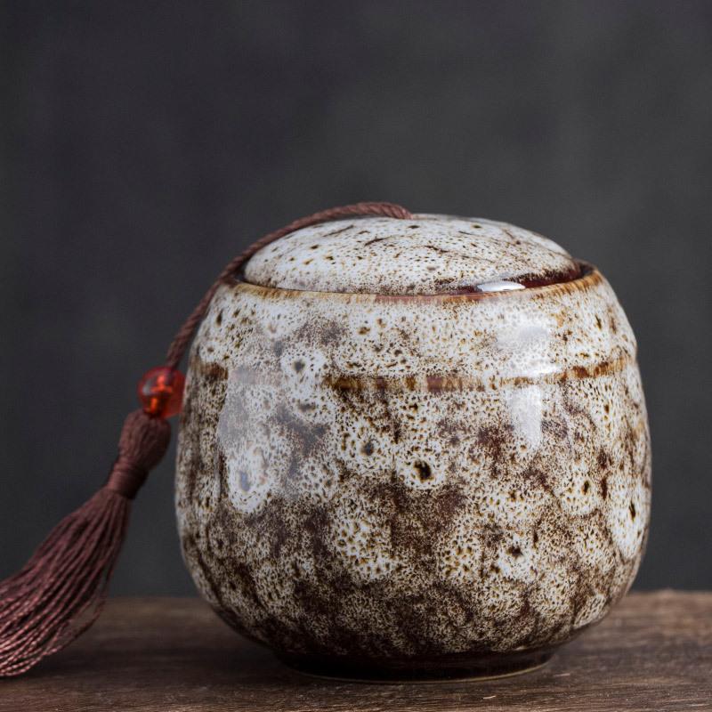 Creative Ceramic Small Tea Pot Kiln Turned Vintage Storage Candy Jar Portable Tea Set Accessories Medicine Powder Food Container