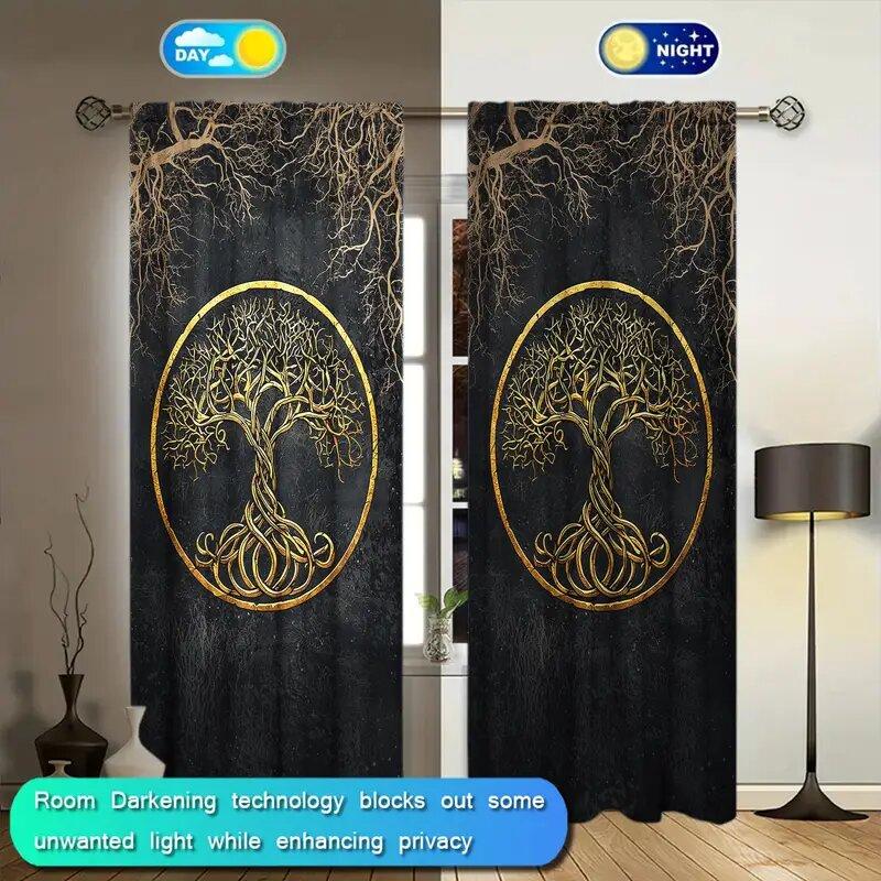 Life Tree Totem Printed Curtains Christmas Decorations Bedroom Living Room Home Decoration Curtain Made Of Polyester Washable Ready