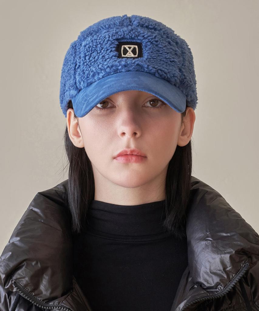 Bajal Va Square Studded Fleece Camp Cap Navy
