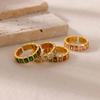 Luxury Geometric Square Colorful Zircon Opening Rings for Women Charm Gold Color Stainless Steel Party Finger Zircon Accessory