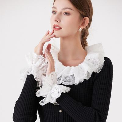 Koronkowa koszula w kwiaty Zestaw odpinanych kołnierzy Choker Krawat Fałszywy kołnierz Zestaw fałszywych rękawów Damskie akcesoria odzieżowe