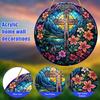 Yafuidil Acrylic Hanging - 1Pcs Wreath Cross Theme Round Stained Acrylic Hanging Ornament Window Hanging for Indoor Outdoor Decor, Garden Decoration