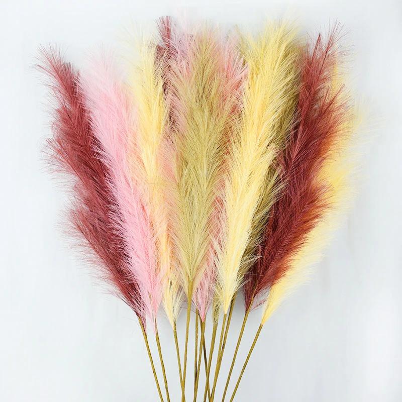3pcs Large Artificial Pampas Grass 120cm Tall Fluffy Faux Reed Boho Home Wedding Decor Fake Flowers