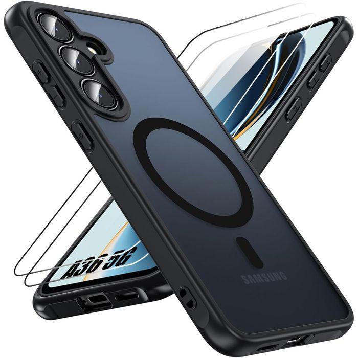 Coque de protection - BOOLING - Samsung Galaxy A36 5G - Noir - 2 Verres Trempés - Antichoc