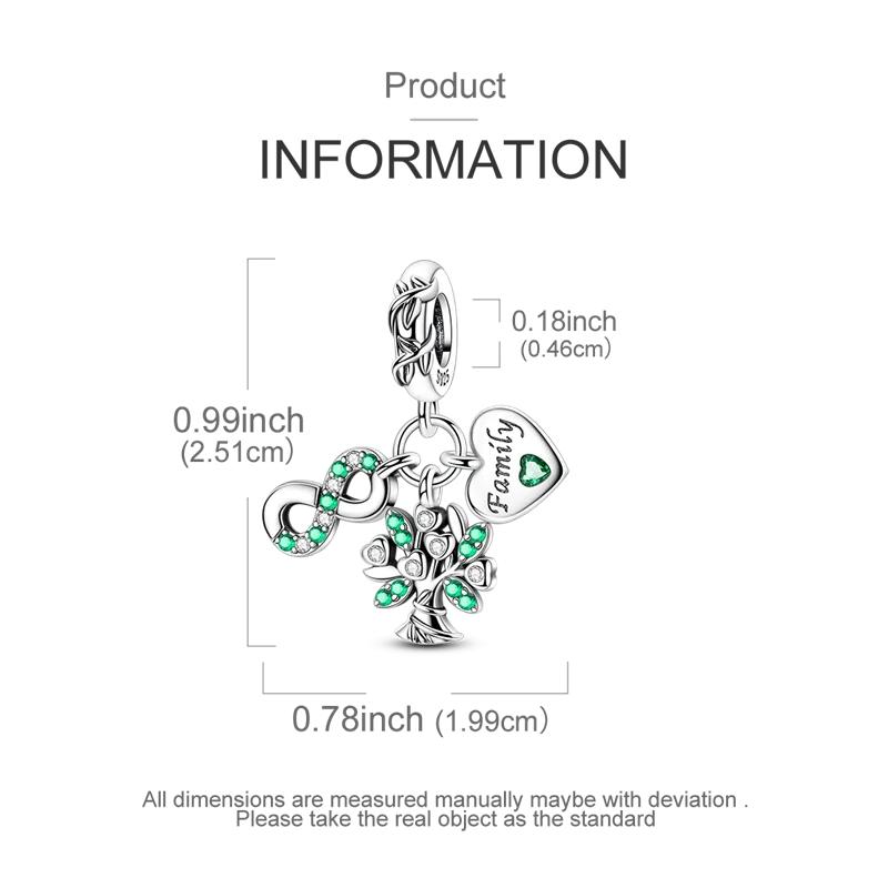 Copper Green Series Family Tree Of Life Lucky Clover Pendant Diy Beads Fit Original Charms Bracelet Women Jewelry