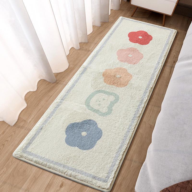 Bedroom Bed Rug Cartoon Ins Wind Bed In Front of Small Mat Living Room Room Long Oval Thick Bed Blanket