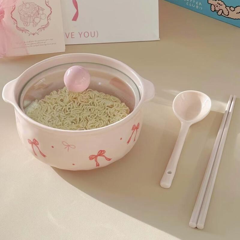ZISIZ Ceramic Bowknot Noodle Bowl Set