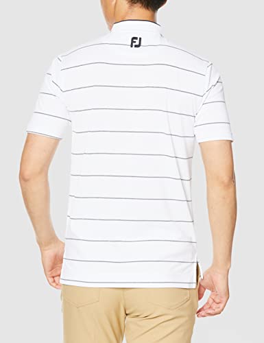 FootJoy Modern Classic Chalk Stripe Short Sleeve Braided Collar Shirt, White, Men's XL, 80454-XL