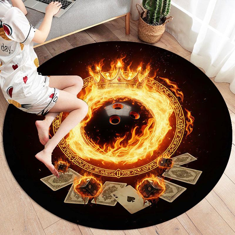Burning Ball Round Area Rug,Carpet Rug for Living Room Bedroom Sofa Playroom Decor,Non Slip Floor Mat