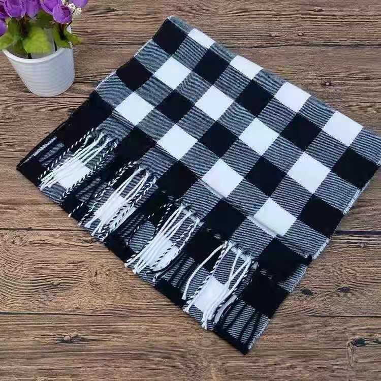 Versatile Lattice Unisex Scarf Autumn And Winter Warm Scarf Student Couple Tassel Shawl